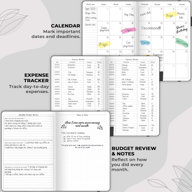 GoGirl Budget Planner â€“ Monthly Financial Planner Organizer Budget Book. Expense Tracker Notebook Journal to Control Money, Compact (Black) - Image 5